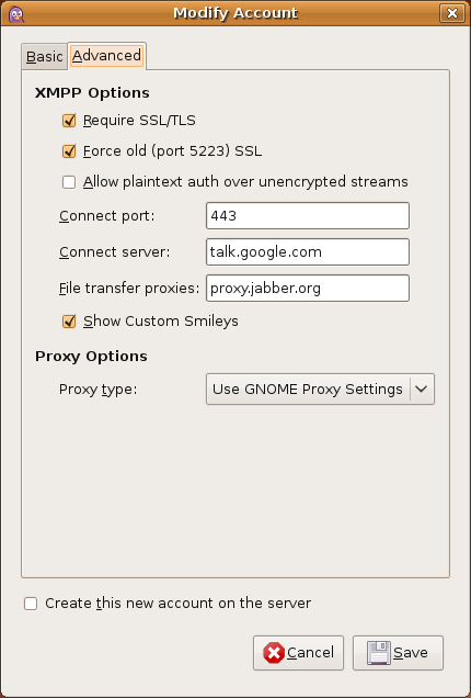 Configurar o Pidgin para usar o Google Talk