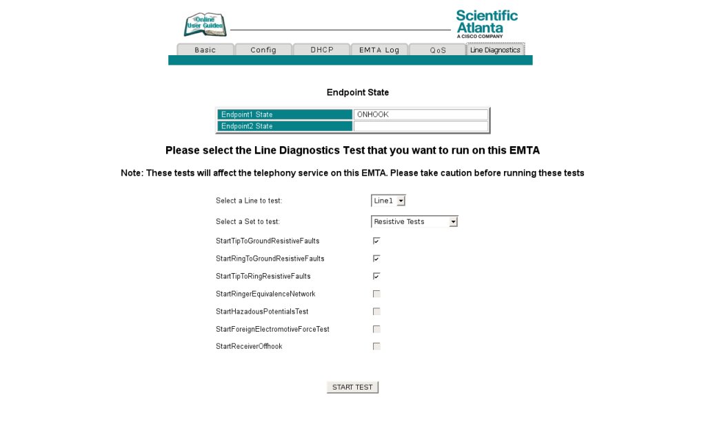 &lsquo;Line Diagnostics&rsquo; page